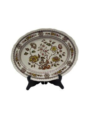 Vintage Wood & Sons Dorset Oval Serving Platter Floral Transferware 12"